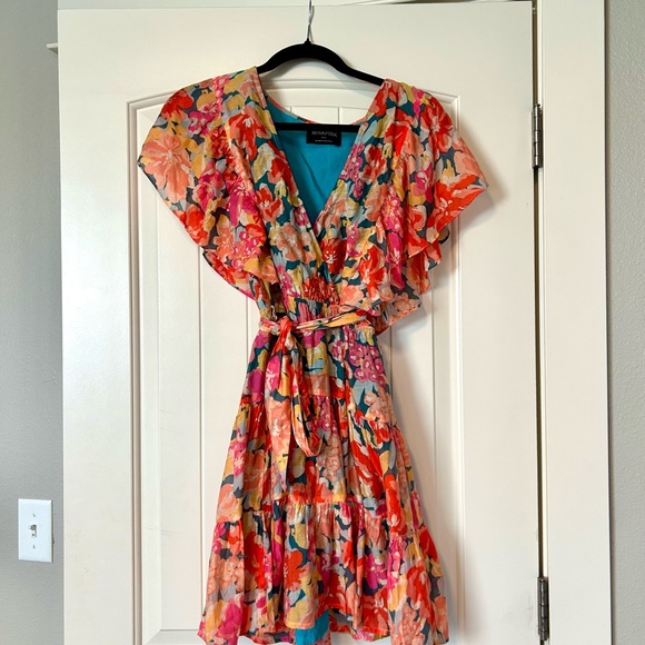 MINKPINK Dresses & Skirts - MINKPINK Vibrant Floral Wrap Mini Dress